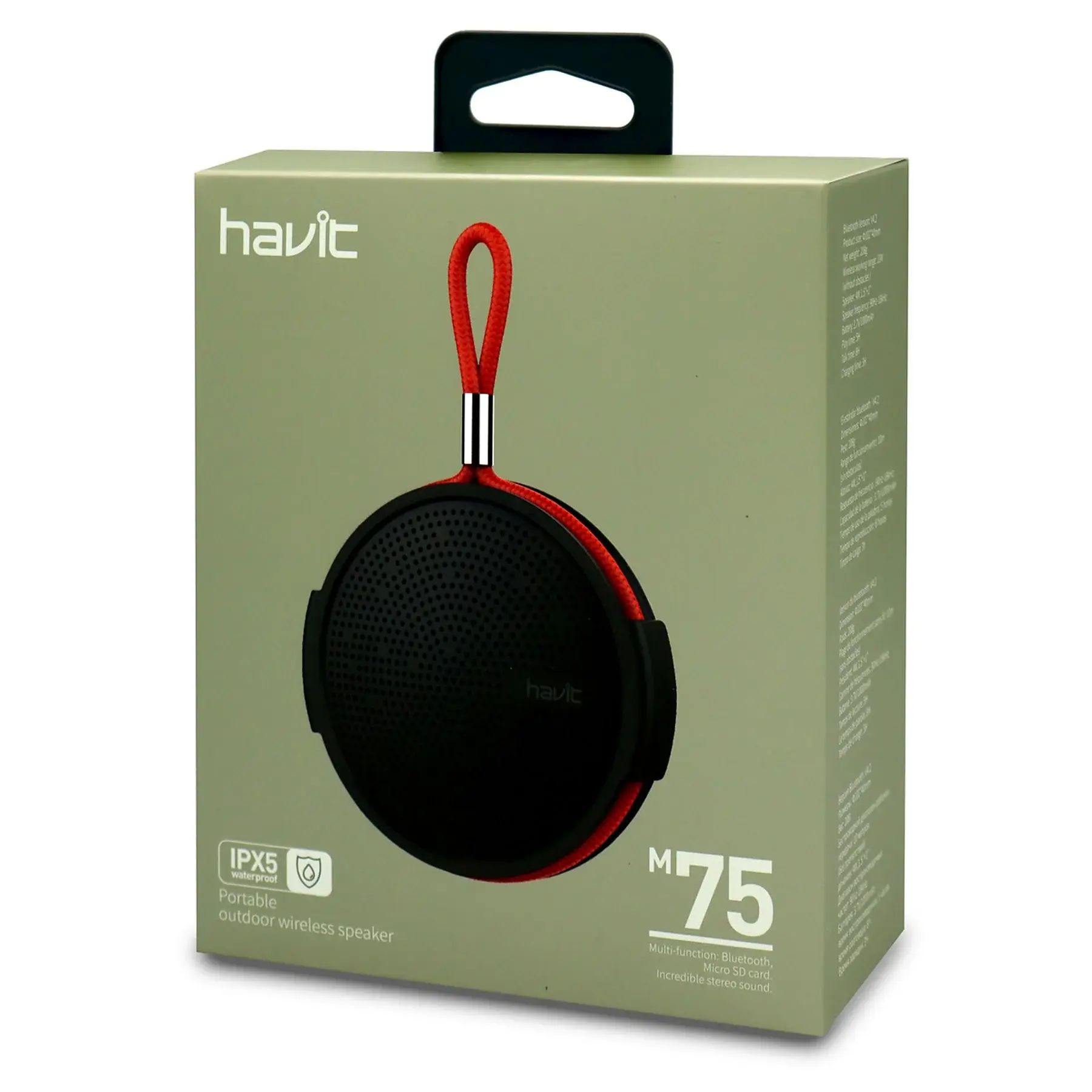 Altavoz inalámbrico - M75 IPX5 HAVIT, 4 W, Bluetooth, 5 horas, verde